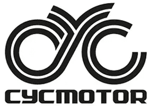 Logo with stylized bicycle graphic