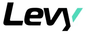 Levy branding in black and teal