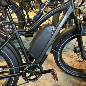 Close-up of e-bike frame