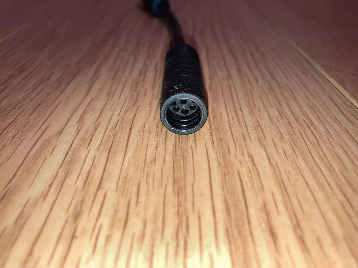 Close-up of round electrical connector
