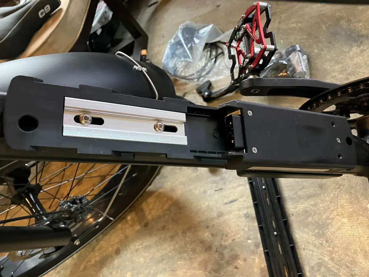 E-bike battery holder on frame