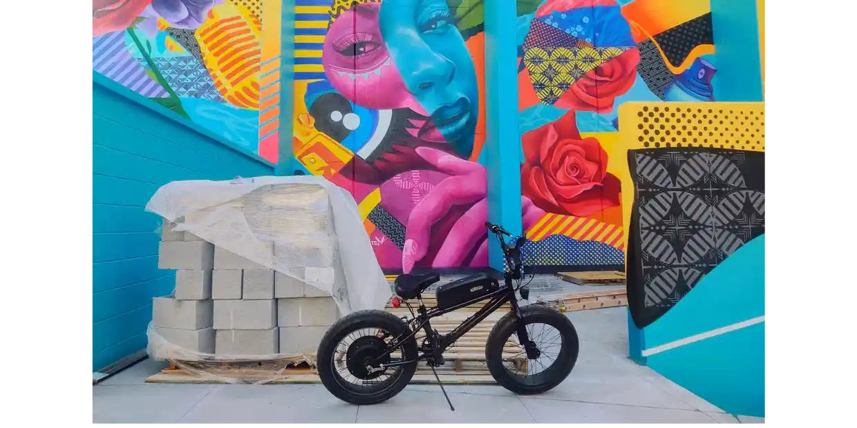 Vibrant street art with bicycle